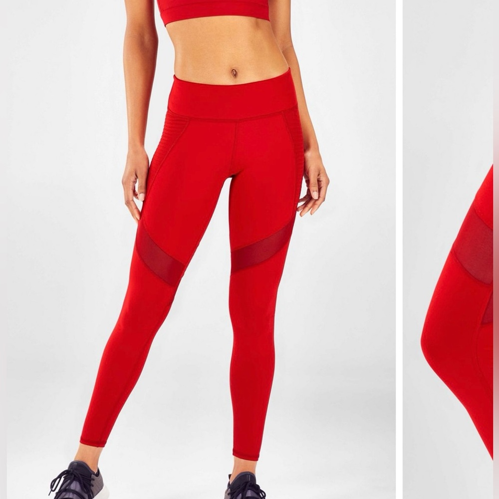 Fabletics red workout leggings -  small